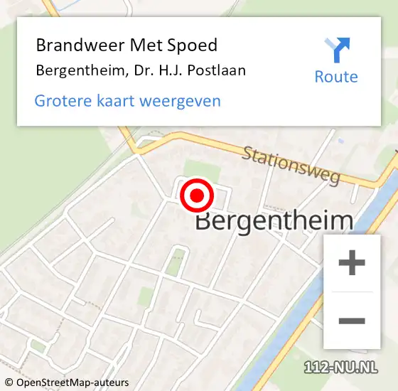 Locatie op kaart van de 112 melding: Brandweer Met Spoed Naar Bergentheim, Dr. H.J. Postlaan op 16 april 2023 16:42