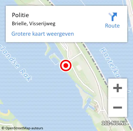 Locatie op kaart van de 112 melding: Politie Brielle, Visserijweg op 16 april 2023 20:09