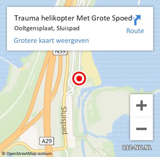 Locatie op kaart van de 112 melding: Trauma helikopter Met Grote Spoed Naar Ooltgensplaat, Sluispad op 16 april 2023 21:28