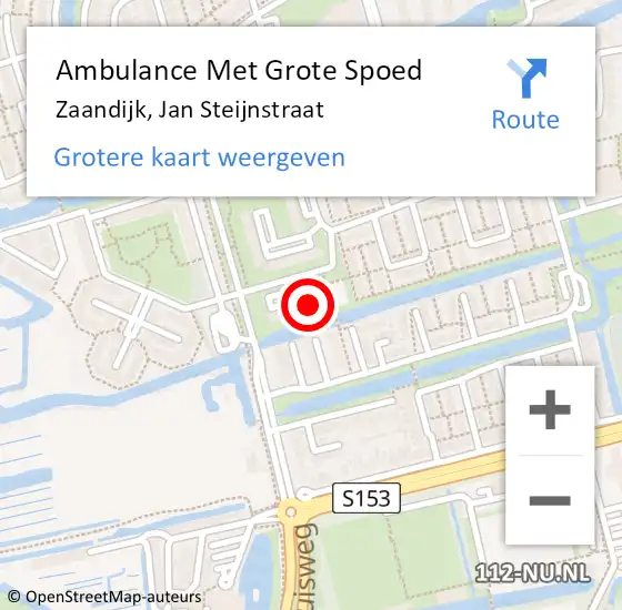 Locatie op kaart van de 112 melding: Ambulance Met Grote Spoed Naar Zaandijk, Jan Steijnstraat op 16 april 2023 22:35