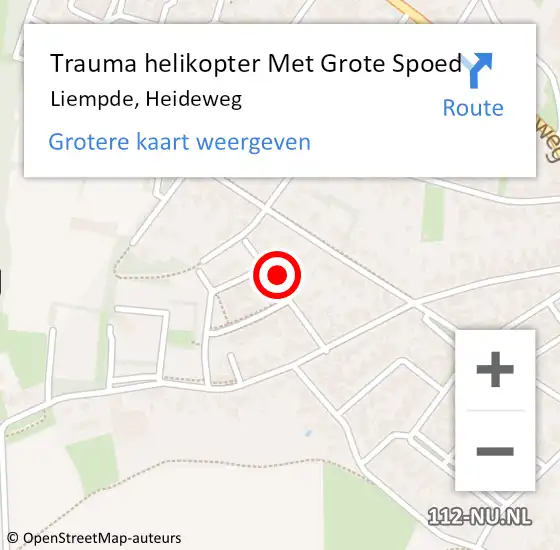 Locatie op kaart van de 112 melding: Trauma helikopter Met Grote Spoed Naar Liempde, Heideweg op 17 april 2023 02:32