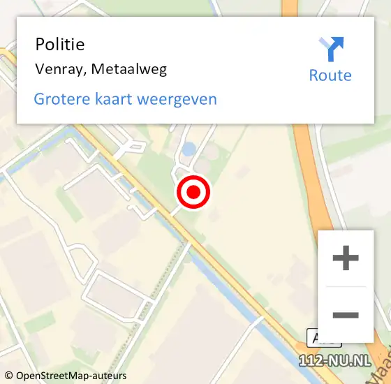 Locatie op kaart van de 112 melding: Politie Venray, Metaalweg op 17 april 2023 05:39