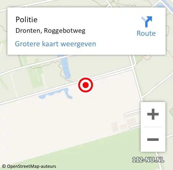 Locatie op kaart van de 112 melding: Politie Dronten, Roggebotweg op 17 april 2023 06:42