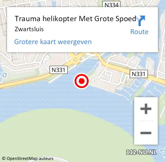 Locatie op kaart van de 112 melding: Trauma helikopter Met Grote Spoed Naar Zwartsluis op 17 april 2023 08:06