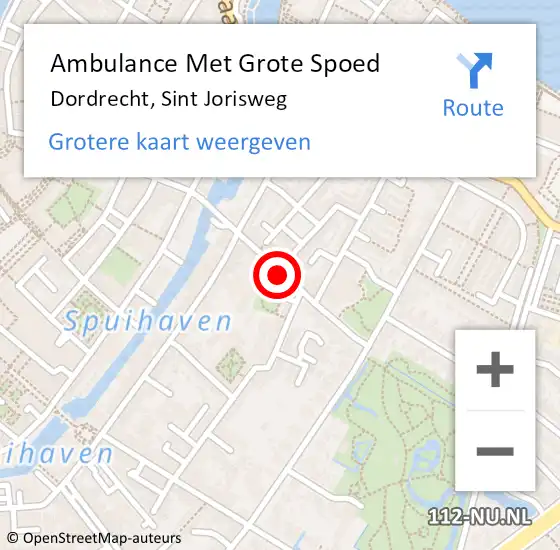 Locatie op kaart van de 112 melding: Ambulance Met Grote Spoed Naar Dordrecht, Sint Jorisweg op 17 april 2023 08:57