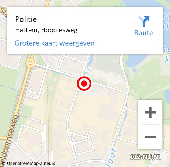 Locatie op kaart van de 112 melding: Politie Hattem, Hoopjesweg op 17 april 2023 08:59
