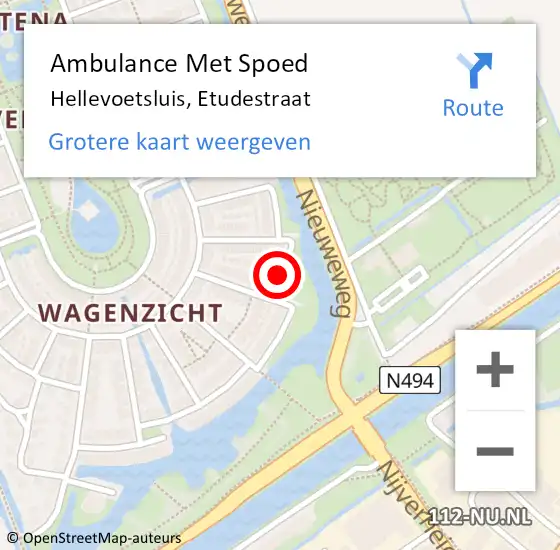 Locatie op kaart van de 112 melding: Ambulance Met Spoed Naar Hellevoetsluis, Etudestraat op 17 april 2023 10:19
