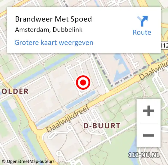 Locatie op kaart van de 112 melding: Brandweer Met Spoed Naar Amsterdam, Dubbelink op 17 april 2023 10:46