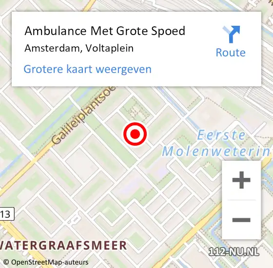 Locatie op kaart van de 112 melding: Ambulance Met Grote Spoed Naar Amsterdam, Voltaplein op 17 april 2023 10:54