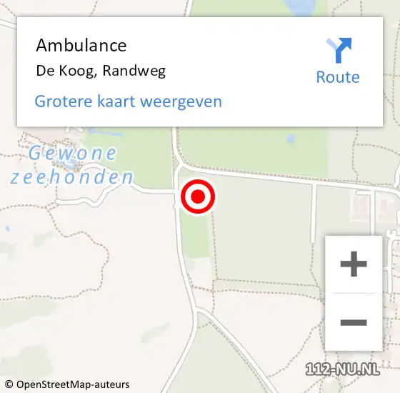 Locatie op kaart van de 112 melding: Ambulance De Koog, Randweg op 17 april 2023 11:15