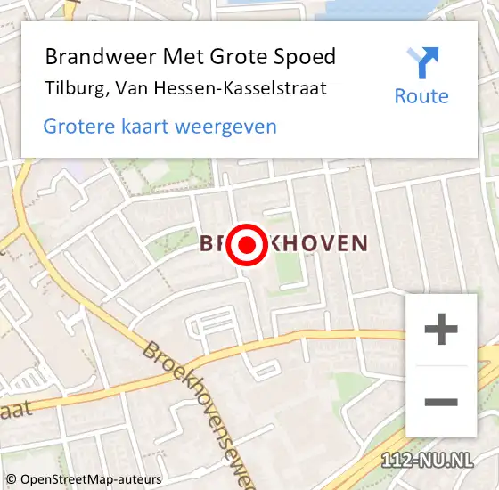 Locatie op kaart van de 112 melding: Brandweer Met Grote Spoed Naar Tilburg, Van Hessen-Kasselstraat op 17 april 2023 11:59