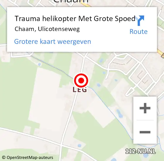 Locatie op kaart van de 112 melding: Trauma helikopter Met Grote Spoed Naar Chaam, Ulicotenseweg op 17 april 2023 12:09
