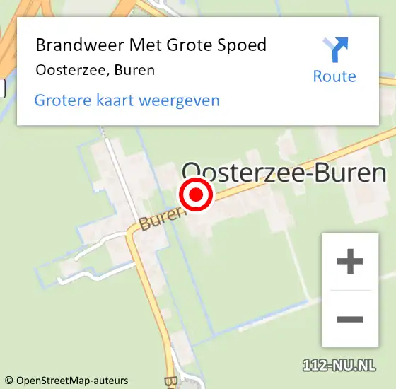 Locatie op kaart van de 112 melding: Brandweer Met Grote Spoed Naar Oosterzee, Buren op 17 april 2023 12:33