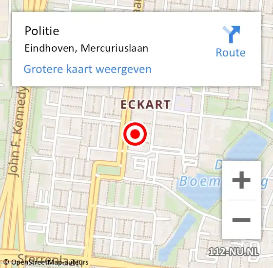 Locatie op kaart van de 112 melding: Politie Eindhoven, Mercuriuslaan op 17 april 2023 13:05