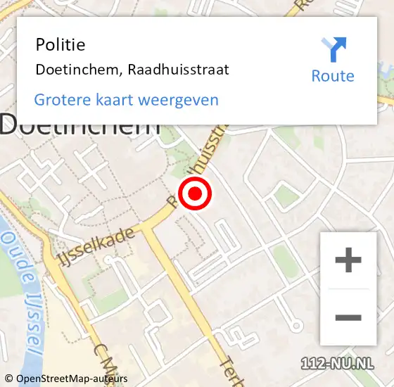 Locatie op kaart van de 112 melding: Politie Doetinchem, Raadhuisstraat op 17 april 2023 13:24