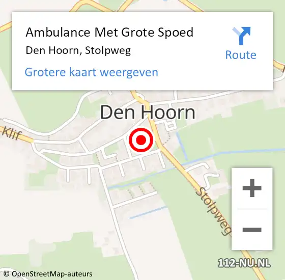 Locatie op kaart van de 112 melding: Ambulance Met Grote Spoed Naar Den Hoorn, Stolpweg op 17 april 2023 15:18
