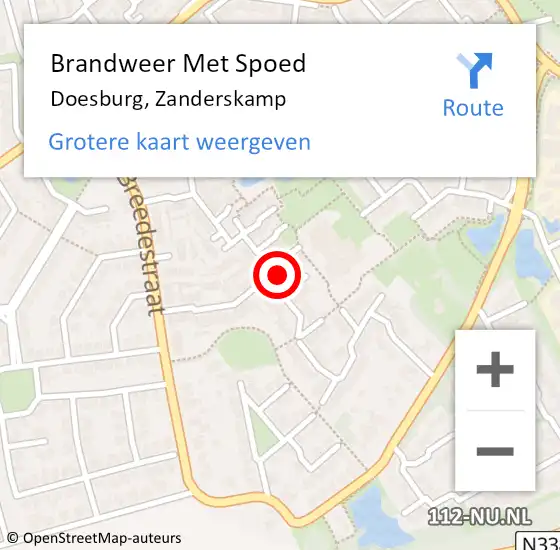 Locatie op kaart van de 112 melding: Brandweer Met Spoed Naar Doesburg, Zanderskamp op 17 april 2023 17:50