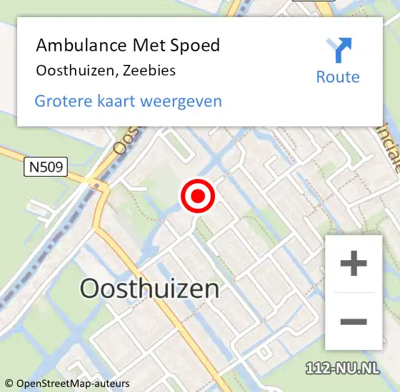 Locatie op kaart van de 112 melding: Ambulance Met Spoed Naar Oosthuizen, Zeebies op 17 april 2023 22:35