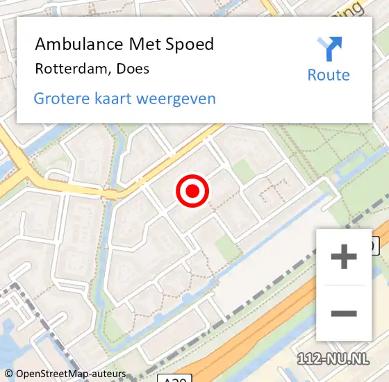Locatie op kaart van de 112 melding: Ambulance Met Spoed Naar Rotterdam, Does op 18 april 2023 08:25