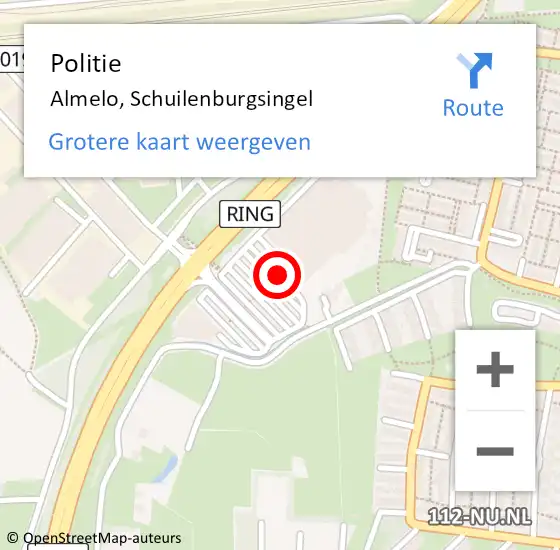 Locatie op kaart van de 112 melding: Politie Almelo, Schuilenburgsingel op 18 april 2023 08:31