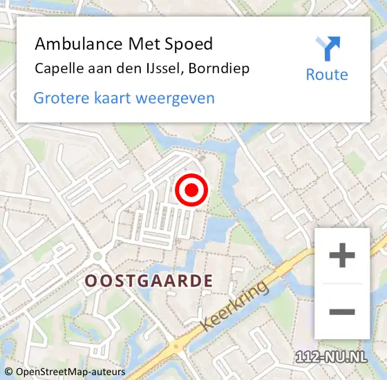 Locatie op kaart van de 112 melding: Ambulance Met Spoed Naar Capelle aan den IJssel, Borndiep op 18 april 2023 08:44