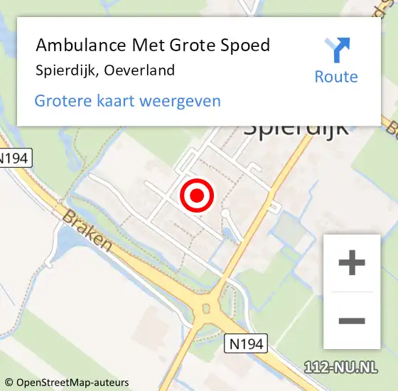 Locatie op kaart van de 112 melding: Ambulance Met Grote Spoed Naar Spierdijk, Oeverland op 18 april 2023 10:43