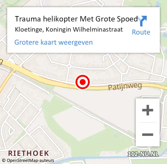 Locatie op kaart van de 112 melding: Trauma helikopter Met Grote Spoed Naar Kloetinge, Koningin Wilhelminastraat op 18 april 2023 12:05