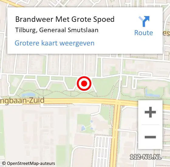 Locatie op kaart van de 112 melding: Brandweer Met Grote Spoed Naar Tilburg, Generaal Smutslaan op 18 april 2023 12:16