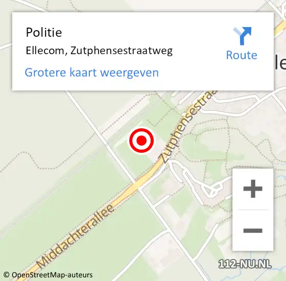 Locatie op kaart van de 112 melding: Politie Ellecom, Zutphensestraatweg op 18 april 2023 12:48
