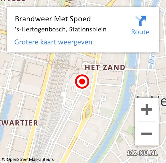 Locatie op kaart van de 112 melding: Brandweer Met Spoed Naar 's-Hertogenbosch, Stationsplein op 18 april 2023 12:52