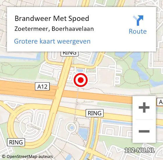 Locatie op kaart van de 112 melding: Brandweer Met Spoed Naar Zoetermeer, Boerhaavelaan op 18 april 2023 12:58