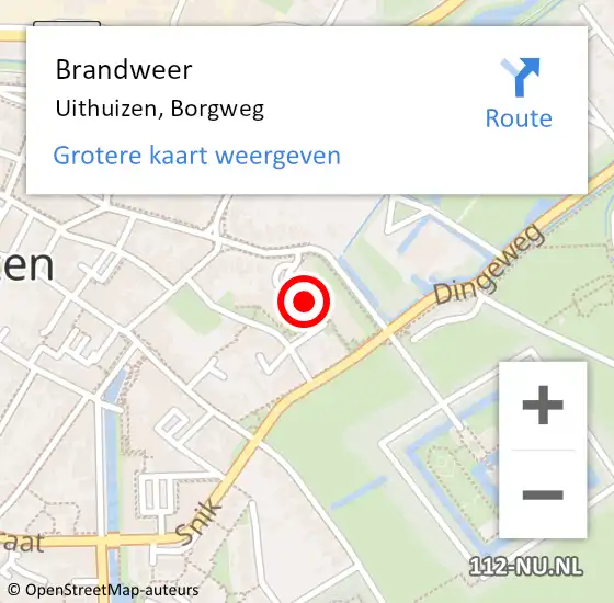 Locatie op kaart van de 112 melding: Brandweer Uithuizen, Borgweg op 18 april 2023 13:45