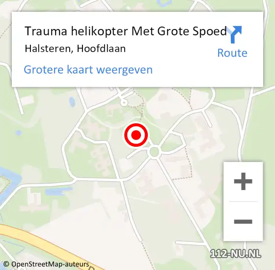 Locatie op kaart van de 112 melding: Trauma helikopter Met Grote Spoed Naar Halsteren, Hoofdlaan op 18 april 2023 14:24