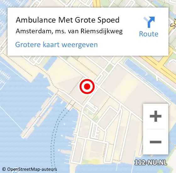 Locatie op kaart van de 112 melding: Ambulance Met Grote Spoed Naar Amsterdam, ms. van Riemsdijkweg op 18 april 2023 16:35