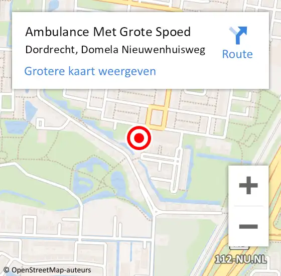 Locatie op kaart van de 112 melding: Ambulance Met Grote Spoed Naar Dordrecht, Domela Nieuwenhuisweg op 18 april 2023 20:02