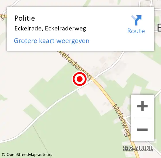 Locatie op kaart van de 112 melding: Politie Eckelrade, Eckelraderweg op 18 april 2023 20:34
