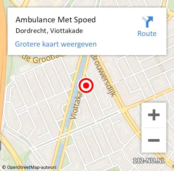 Locatie op kaart van de 112 melding: Ambulance Met Spoed Naar Dordrecht, Viottakade op 18 april 2023 20:59