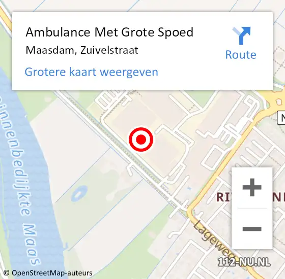 Locatie op kaart van de 112 melding: Ambulance Met Grote Spoed Naar Maasdam, Zuivelstraat op 18 april 2023 23:53