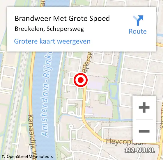 Locatie op kaart van de 112 melding: Brandweer Met Grote Spoed Naar Breukelen, Schepersweg op 19 april 2023 08:04