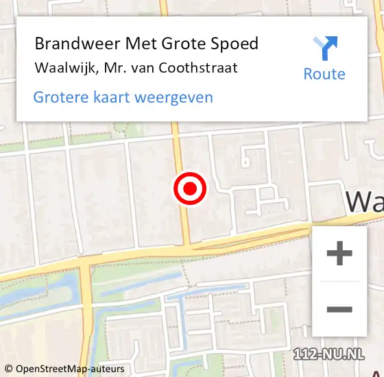 Locatie op kaart van de 112 melding: Brandweer Met Grote Spoed Naar Waalwijk, Mr. van Coothstraat op 19 april 2023 10:13