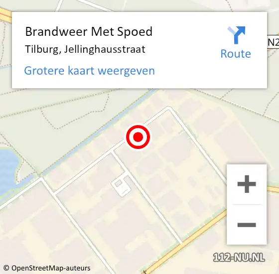 Locatie op kaart van de 112 melding: Brandweer Met Spoed Naar Tilburg, Jellinghausstraat op 19 april 2023 10:29