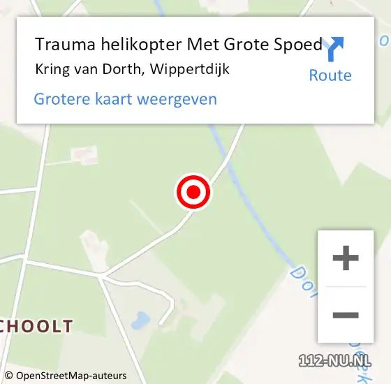 Locatie op kaart van de 112 melding: Trauma helikopter Met Grote Spoed Naar Kring van Dorth, Wippertdijk op 19 april 2023 10:33