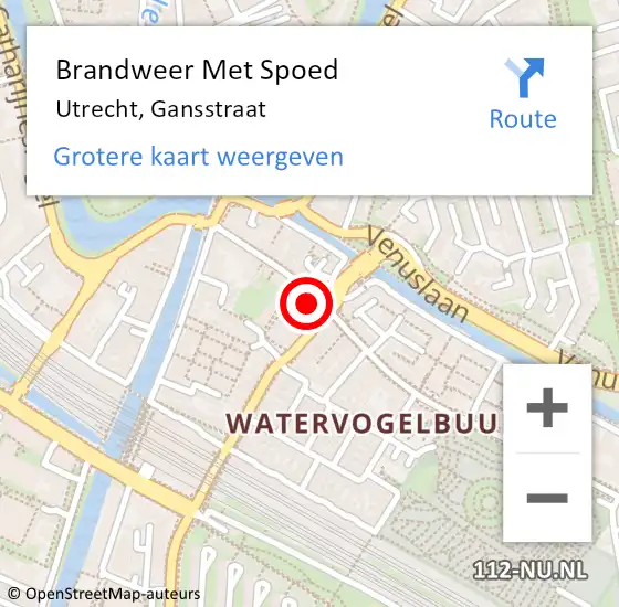 Locatie op kaart van de 112 melding: Brandweer Met Spoed Naar Utrecht, Gansstraat op 19 april 2023 10:53