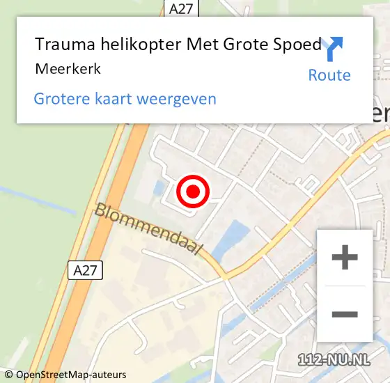 Locatie op kaart van de 112 melding: Trauma helikopter Met Grote Spoed Naar Meerkerk op 19 april 2023 11:43