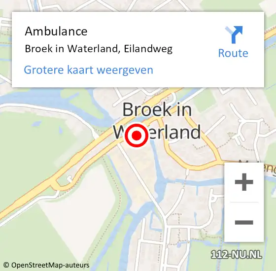 Locatie op kaart van de 112 melding: Ambulance Broek in Waterland, Eilandweg op 19 april 2023 12:14