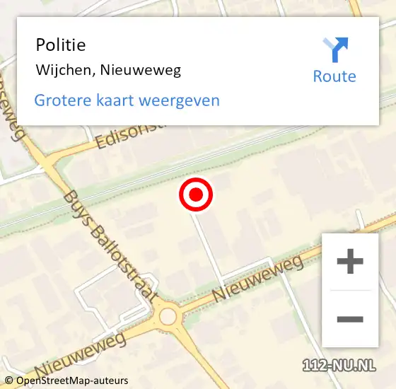 Locatie op kaart van de 112 melding: Politie Wijchen, Nieuweweg op 19 april 2023 12:21