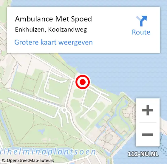 Locatie op kaart van de 112 melding: Ambulance Met Spoed Naar Enkhuizen, Kooizandweg op 19 april 2023 15:04