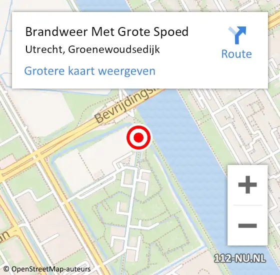 Locatie op kaart van de 112 melding: Brandweer Met Grote Spoed Naar Utrecht, Groenewoudsedijk op 19 april 2023 15:52