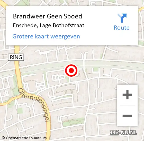 Locatie op kaart van de 112 melding: Brandweer Geen Spoed Naar Enschede, Lage Bothofstraat op 19 april 2023 17:25