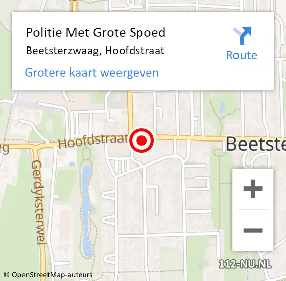 Locatie op kaart van de 112 melding: Politie Met Grote Spoed Naar Beetsterzwaag, Hoofdstraat op 19 april 2023 18:55